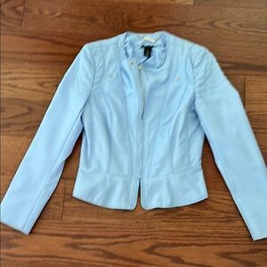 White House Black Market Blue Leather Jacket